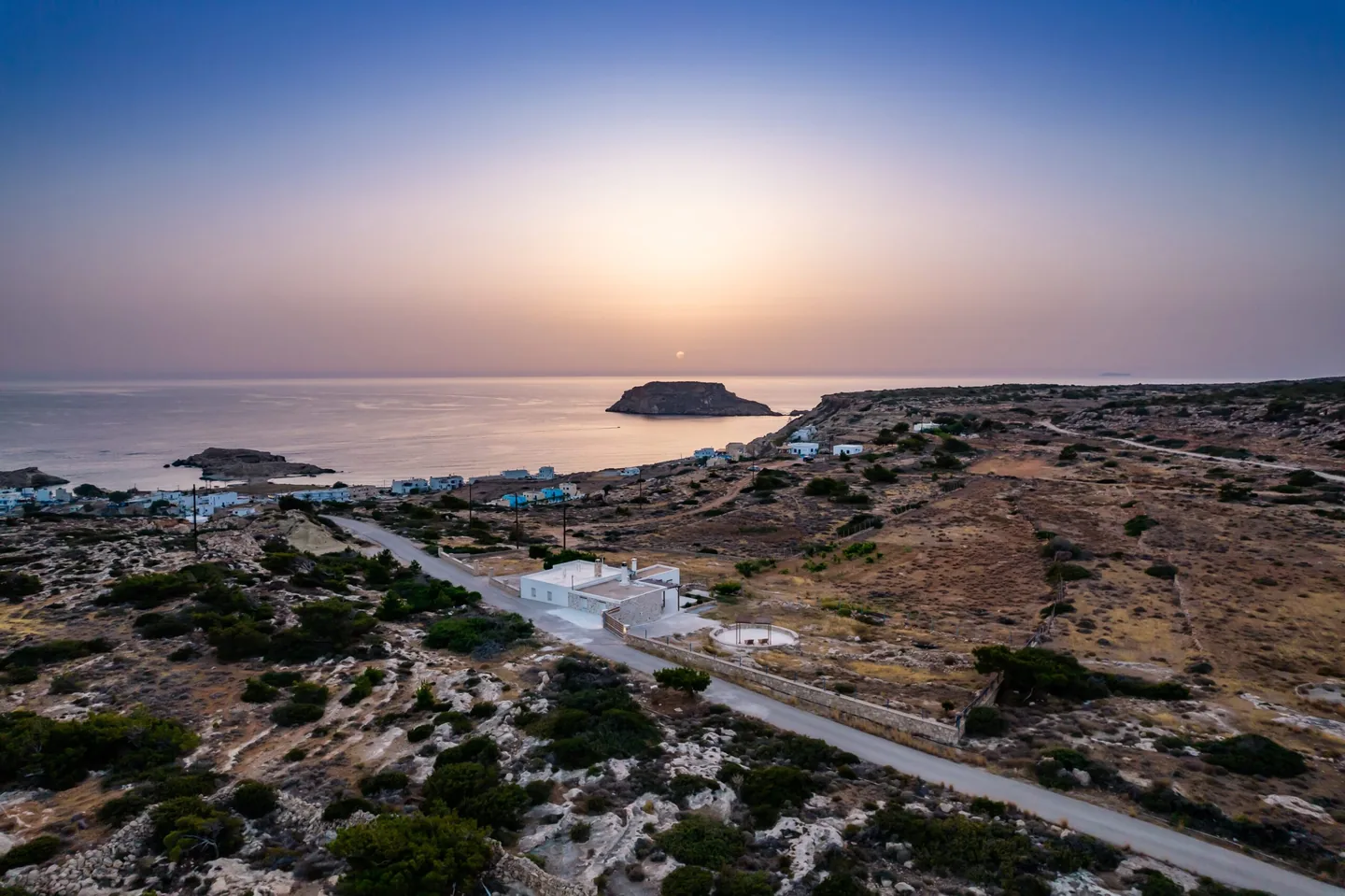 Sea La Vue and Lefkos, Karpathos at sunset above the Aegean Sea